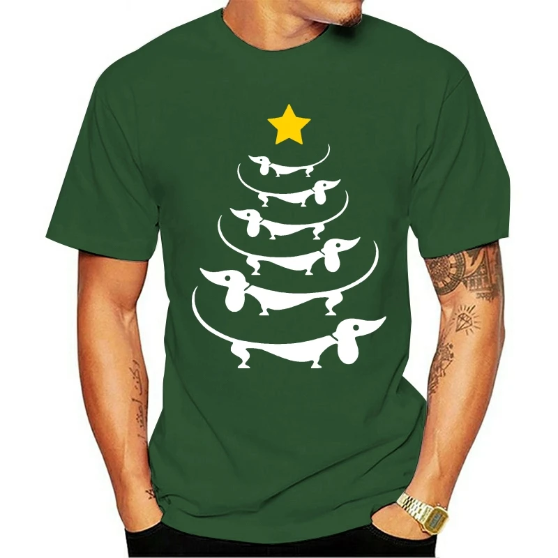 

2020 Leisure Fashion 100% cotton O-neck T-shirt Dachshund, Santa Claus, pet dog