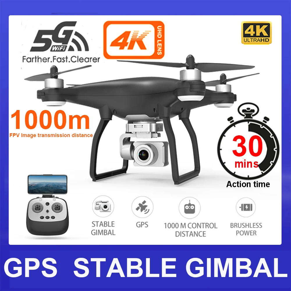 

X35 Drone GPS WiFi 4K HD Camera Profissional RC Quadcopter Brushless Motor Two axes Gimbal Stabilizer 30-minute flight