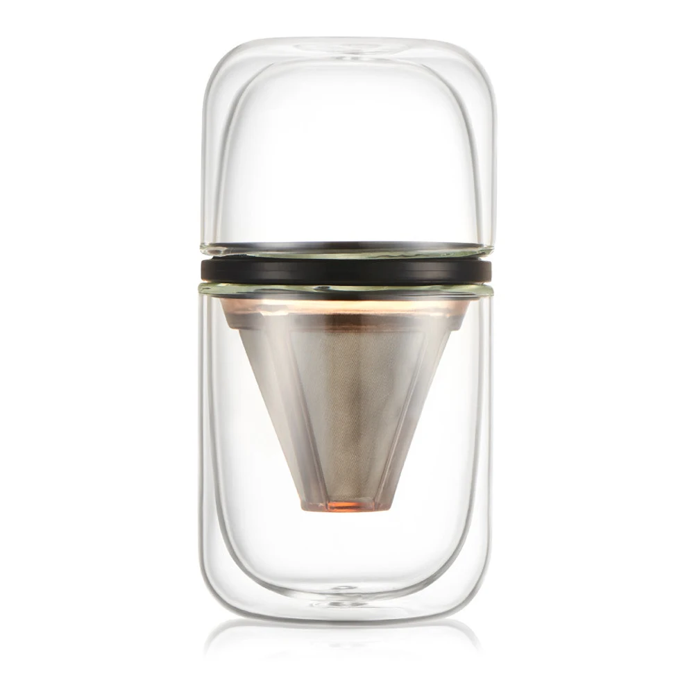 Glass Coffee Bottle Stainless Steel Coffee Filter Durable Coffee Pot Pour Over Coffee Maker Tea Filter Glass Bottle Coffeeware