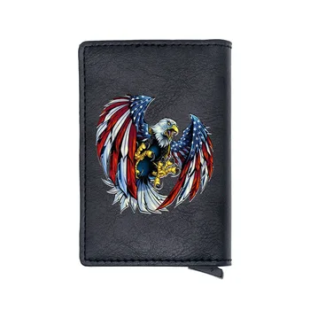 

New Arrival American Flag Eagle Fashion Multifunction Digital Printing Card Holder Wallet Men Women Leather Short Mini Purse Gif