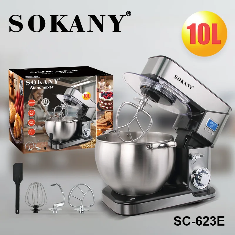 Beurs Authenticatie Familielid Sokany 2000w 10l Stand Mixer Planetary Mixer Stainless Steel Bowl 6-speed  Cream Egg Whisk Whip Dough Kneading Blender With Timer - Stand Mixer -  AliExpress