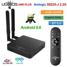 Ugoos am6 plus caixa de tv amlogic S922X-J smart android 9.0 caixa de tv ddr4 4gb 32gb 2.4g 5g wifi 1000m bt ott 4k caixa de tv media player