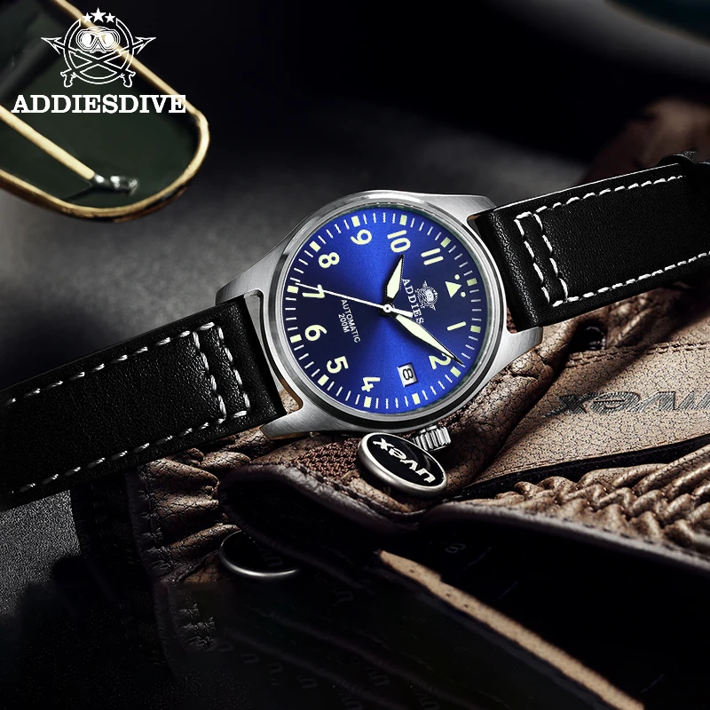 Часы авиаторы Addies для дайвинга автоматические механические часы C3 светящиеся с
