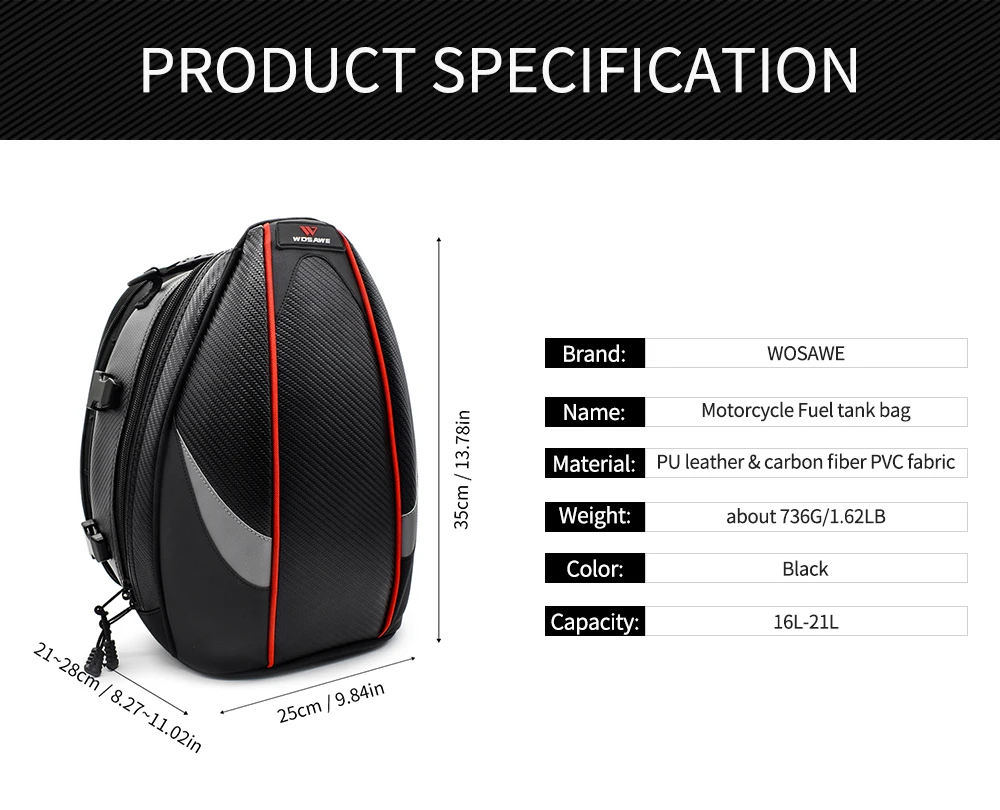 Водонепроницаемая сумка WOSAWE для заднего сиденья мотоцикла прочная