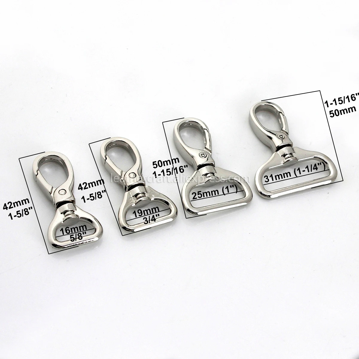 Metal 4 Sizes Snap Hook Trigger Lobster Clasps Clips Flat Bottom Spring Gate Leather Craft Pet Leash Bag Strap Belt Webbing 1pcs