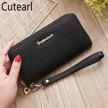 

Women Wrist Strap Long Section Wallet High Quality Embossing Ladies Fashion Leather Zipper Card Holder Versatile Cartera Mujer