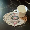 European Oval Lace Embroidered Coaster Bedroom Study Kitchen Cup Table Mat Food Fruit Plate Cover Cloth Christmas Decoration ► Photo 2/4