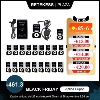 

Retekess T130 Transmitter+20 ReceiversTour Guide System for church Factory museum meeting government Logistics Tourism Guide