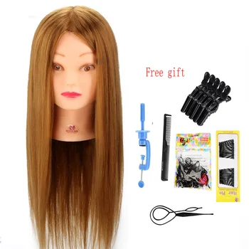 

Neverland 90% Real Hair Training Mannequin Head Cosmetology Curling Hairstyles Hairdresser Hairdressing Doll Heads + Free Gift