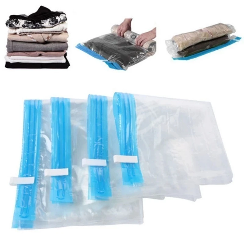 Vacuum Travel Bag Roll Up 35x50CM Plastic Transparent Storage Bag Saving Room Of Your Suitcase Luggage Organizer Compression Bag 2