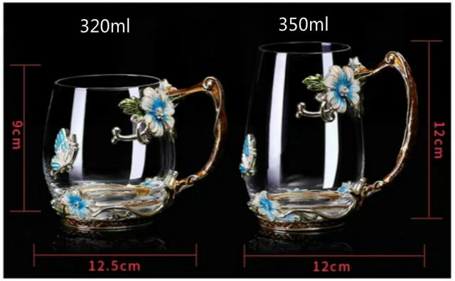 Beauty And Novelty Enamel Coffee Cup Mug Flower Tea Glass Cups for Hot and  Cold Drinks Tea Cup Spoon Set Perfect Wedding Gift