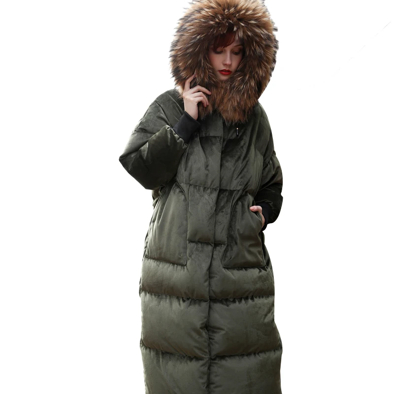 Winter Over The Knee Long velvet Fabric Duck Down