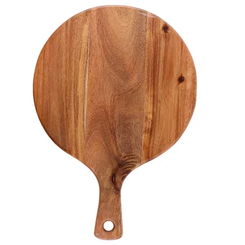 

1Pc Durable Round Shaped Wooden Pizza Board Dishes Chopping Board Western Bread Steak Tray(Coffee)