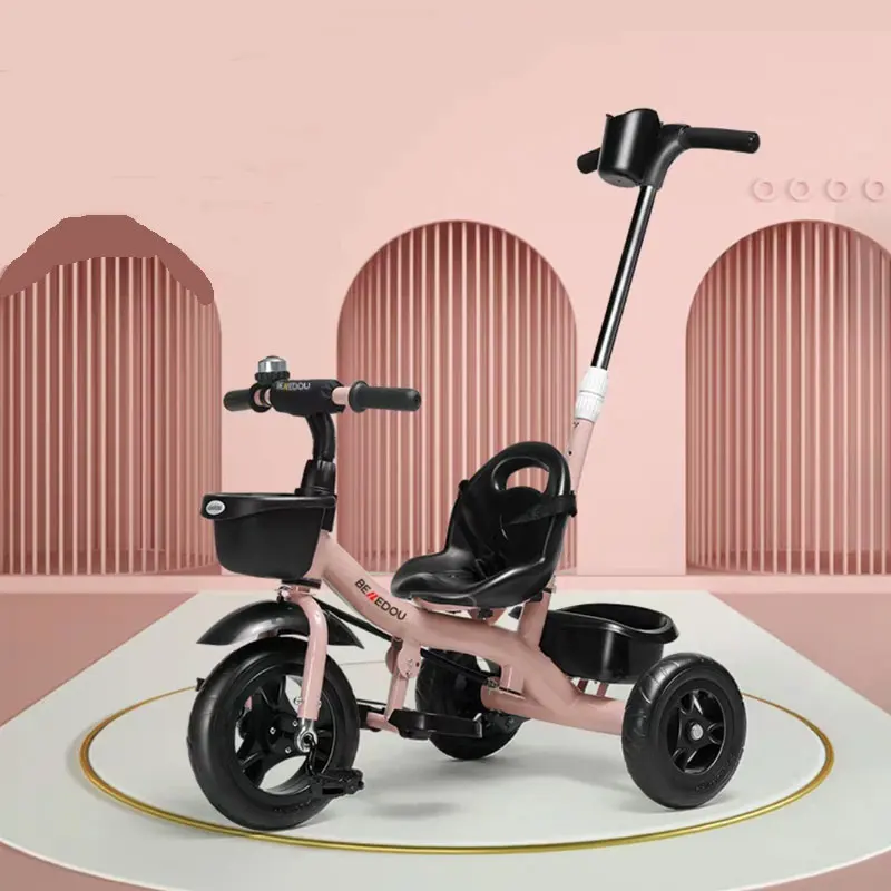 

Child Tricycle Trolley Push Unloadable Pedal Foldable Height Adjustable Non Slip Handlebar Student Bicycle