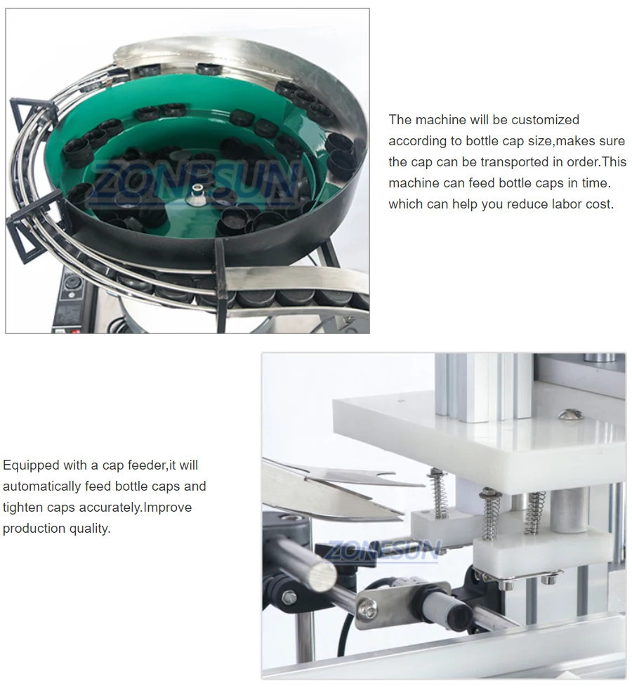 ZONESUN ZS-FAL180C10 Production Line Peristaltic Pump Liquid Filling Capping And Labeling Machine Line With Vibratory Bowl