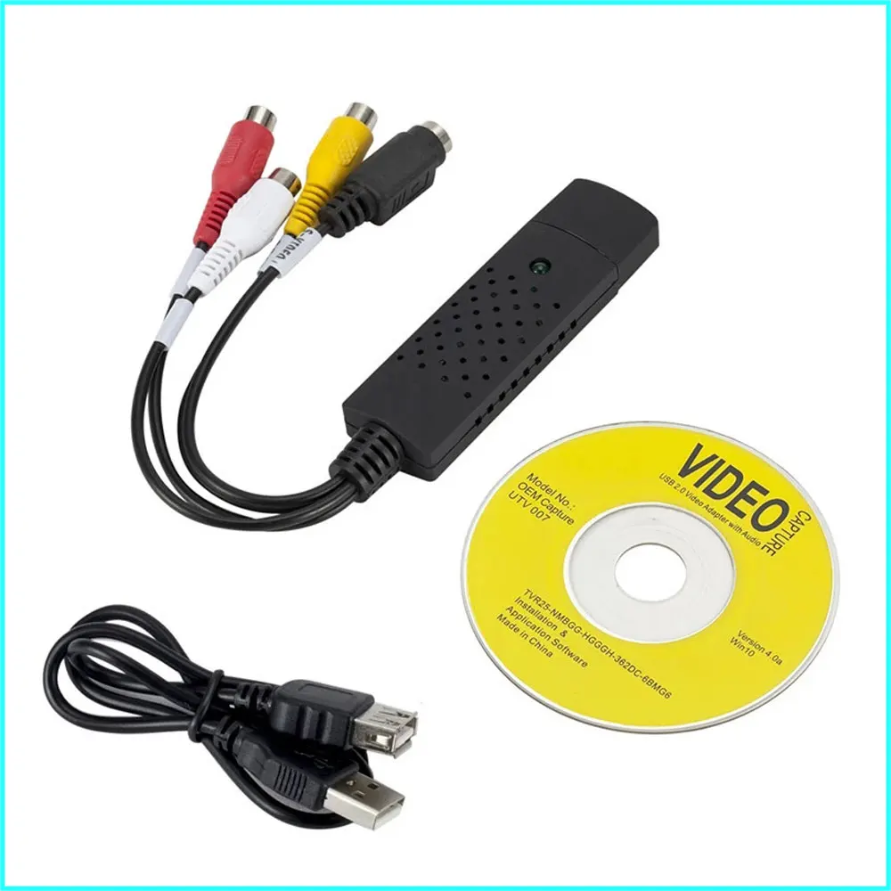 Moyic USB 2.0 Easy Cap Video TV DVD VHS DVR Tarjeta de captura Captura más  fácil Dispositivo de captura de video USB Compatible con tarjeta de Cables  de audio/vídeo