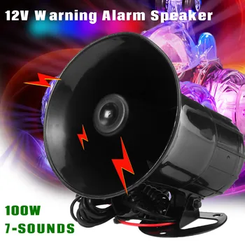 

7 Sound Alarm Siren Air Horn PA Speaker 100W 12V Loud Car Motorcycle Auto Truck Boat Warning Megaphone Loudspeaker w/Microphone