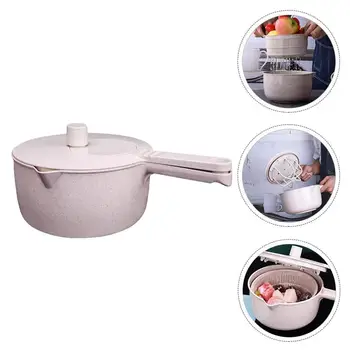 

Double Layer Drain Basket Rotating Washing Basket Fruit Vegetable Strainer Noodles Colander Kitchen Gadgets