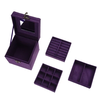 

Suede Velvet Trinket Makeup Beauty Travel Vintage Box Case Purple