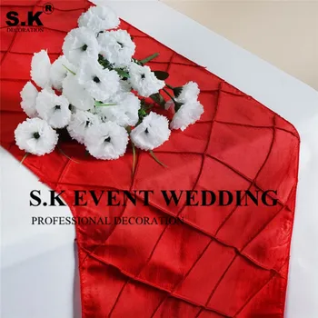 

12x108" Taffeta Satin Pintuck Table Runner for Wedding Party Banquet Decoration Elegant Tablecloth Home Decor