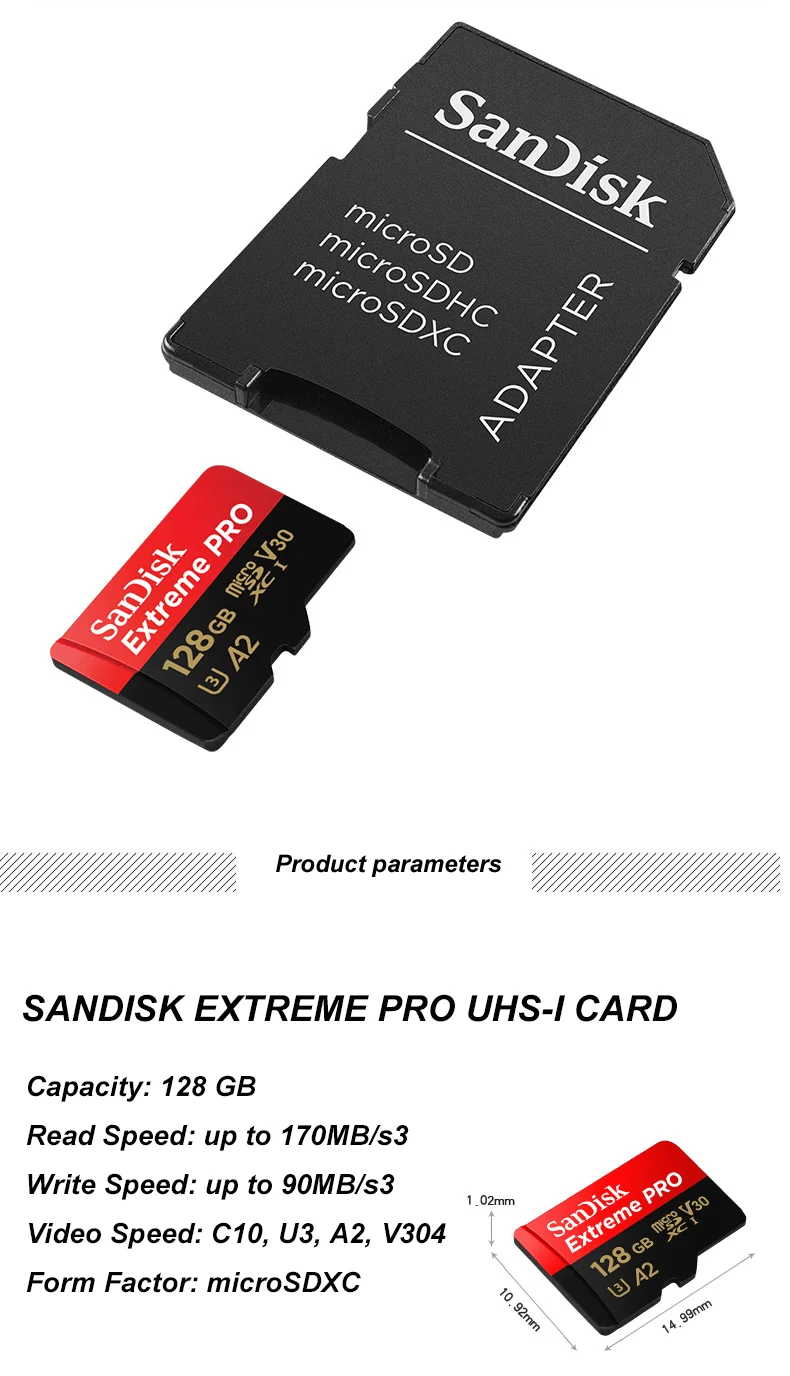 Sandisk,, Micro SD карта, класс 10, TF карта, карта памяти, 32 ГБ, 64 ГБ, 128 ГБ, 256 ГБ, карта памяти для samrtphone и настольного ПК