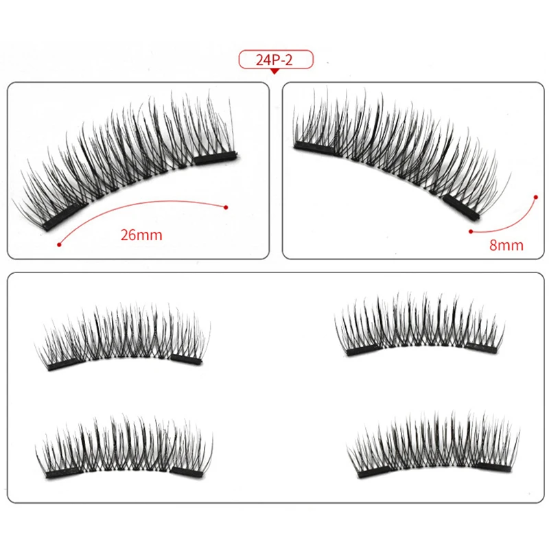 Magnetic False Eyelash With Tweezer No Glue Magnet Adsorption And Reusable Double Magnetic 8-piece Package
