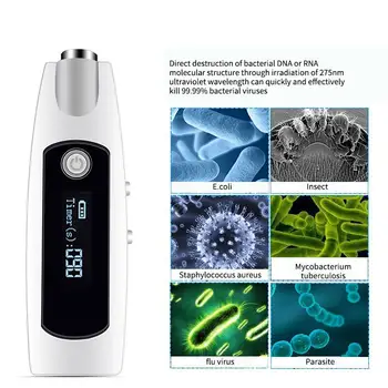 

UVC OLED Light Torch Portable Mini LCD USB Rechargeable Sterilizer for Home Travel Handheld UV Disinfection Lamp