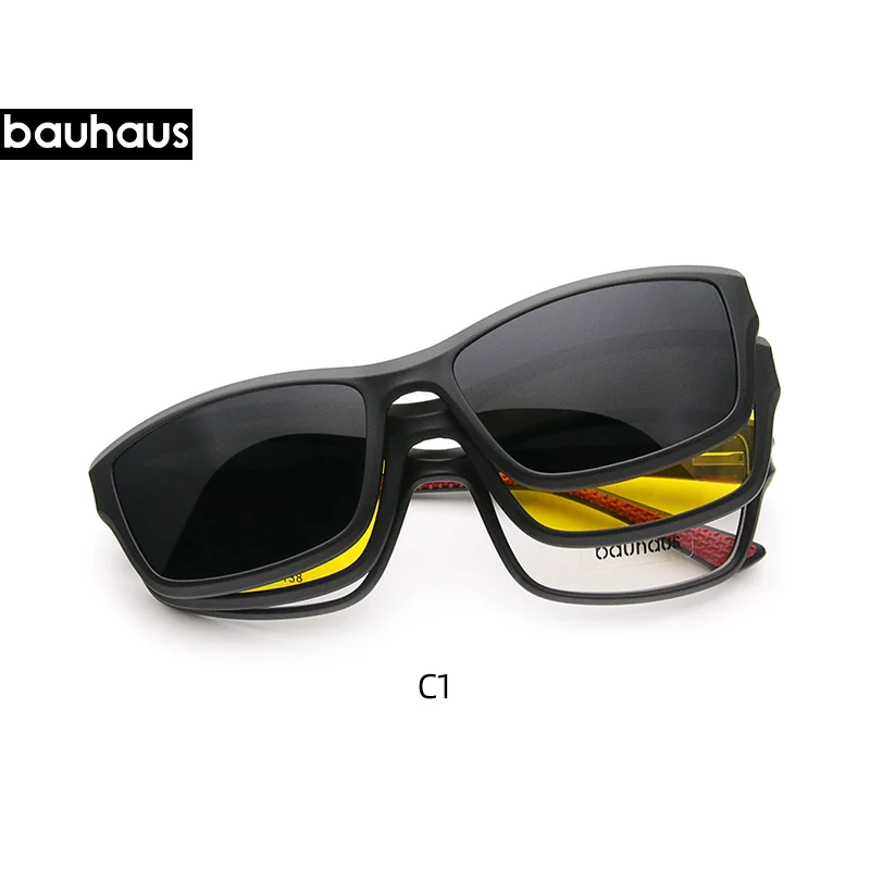 C1 X3182 Bauhaus модные спортивные очки ночного видения магнитные солнцезащитные очки - Цвет оправы: C1
