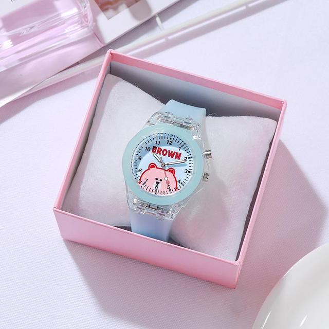 Light Source Bear Pattern Children Watch Cartoon Silicone Luminous Strap Kids Watches Boys Girls Kids Party Gift Clock