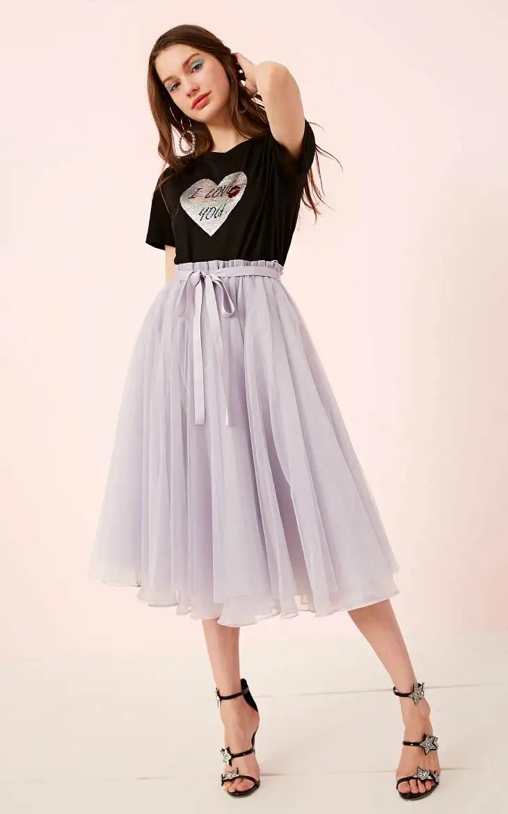 Vero Moda Новая Женская эластичная талия Однотонная юбка Gauzy | 319116546