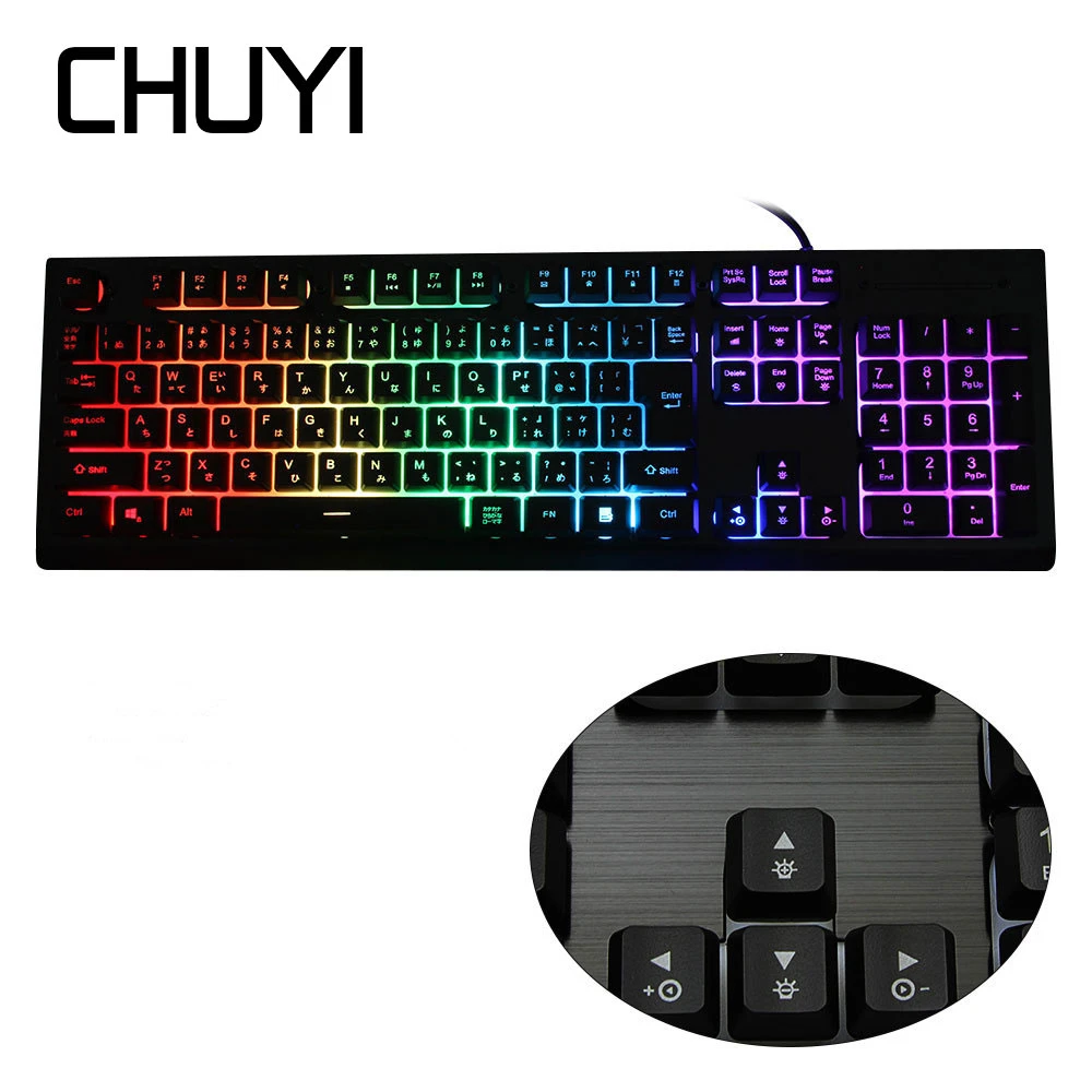 Chyi Metal Japanese Gaming Wired Keyboard With Rgb Backlight 106 Key