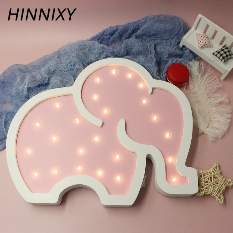 Hinnixy 3D деревянный слон ночной Светильник для детей, для спальни, настенный светильник для дома, в форме животного, Детская прикроватная лампа для сна