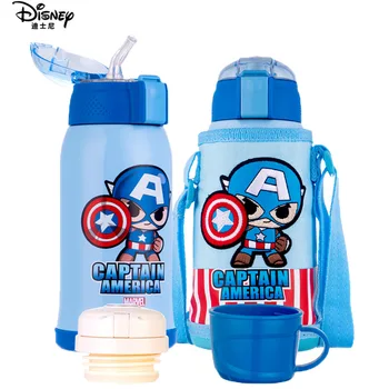 

Disney child 316 stainless steel 600ml thermos bottle insulated cup have strap with straw bullet cup keep warm food thermos