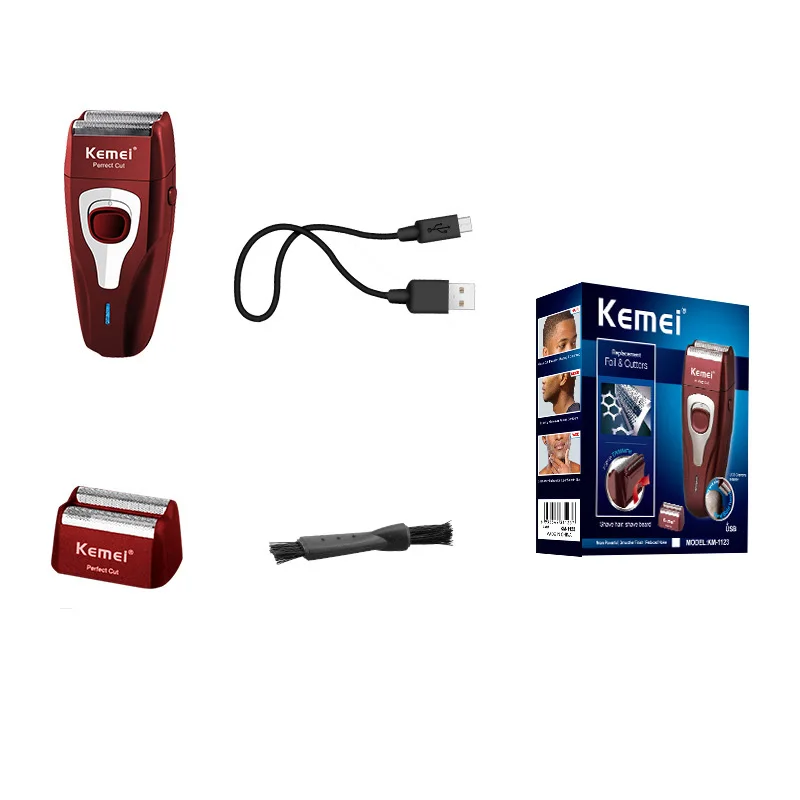 Kemei Electric Cordless Shaver Perfect Perrect Cut Twin Men Razor Floating Blade with Pop-up Trimmer Blade Rechargeable KM-1123 6