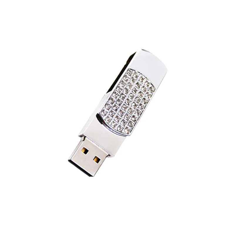 Silver Флеш-накопитель USB 128 ГБ, кристальная ручка-накопитель, 4 ГБ, 8 ГБ, 16 ГБ, 32 ГБ, 64 ГБ, металлическая вращающаяся память, usb-флешка, свадебные подарки, внешний накопитель - Цвет: Silver