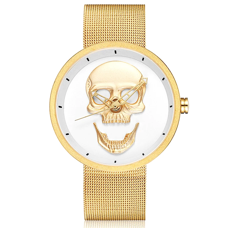 

Women Skull Watch Men Quartz Stainless Steel Couple Wristwatch Ladies Reloj Engraved Male Female Clock Relogio Masculino Mexico