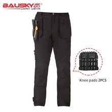 Bauskydd мужские рабочие брюки зима \ осень рабочая одежда брюки мульти инструмент карманы Черный Серый из Китая