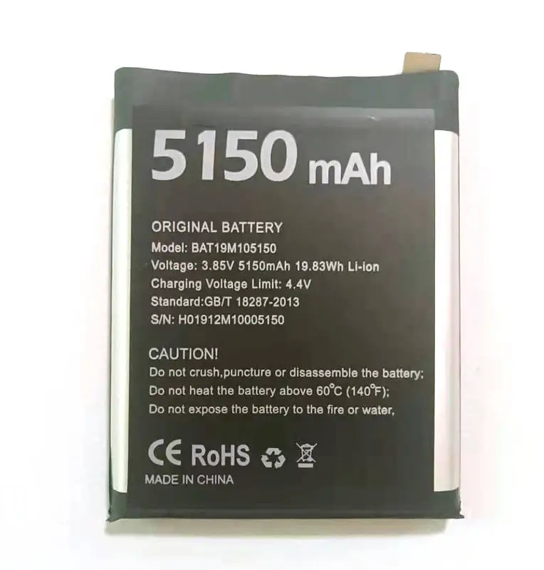 Оригинальный аккумулятор Westrock 5150 мАч BAT19M105150 для сотового телефона Doogee S95 Pro |