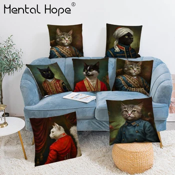 

Dressed Cat Printed Plush Cushion Cover Cartoon Pattern Throw Pillow Cover Decorative Square Home Decor Pillowcase for Sofa