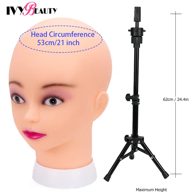 Female Bald Mannequin Head With Stand Cosmetology Practice African Training Manikin Head With Wig Stand Tipod For Mannequin Wigs Head With Tripod
