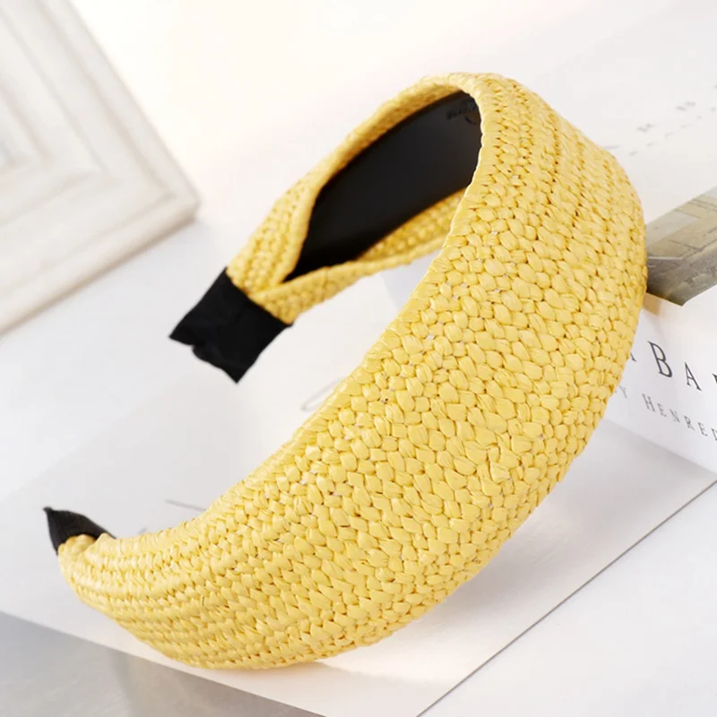 Богемные ручной работы Lafite Grass Hairband летняя соломенная ткачество завязанная повязка на голову для женщин крест ободок для волос аксессуары