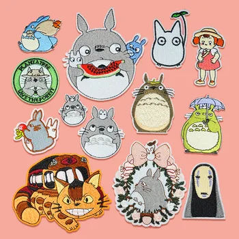 

Japan Anime Totoro Embroidered Iron On Patch DIY No Face Man Embroidery Handmade Crochet Sew On Patch Clothes Appliques