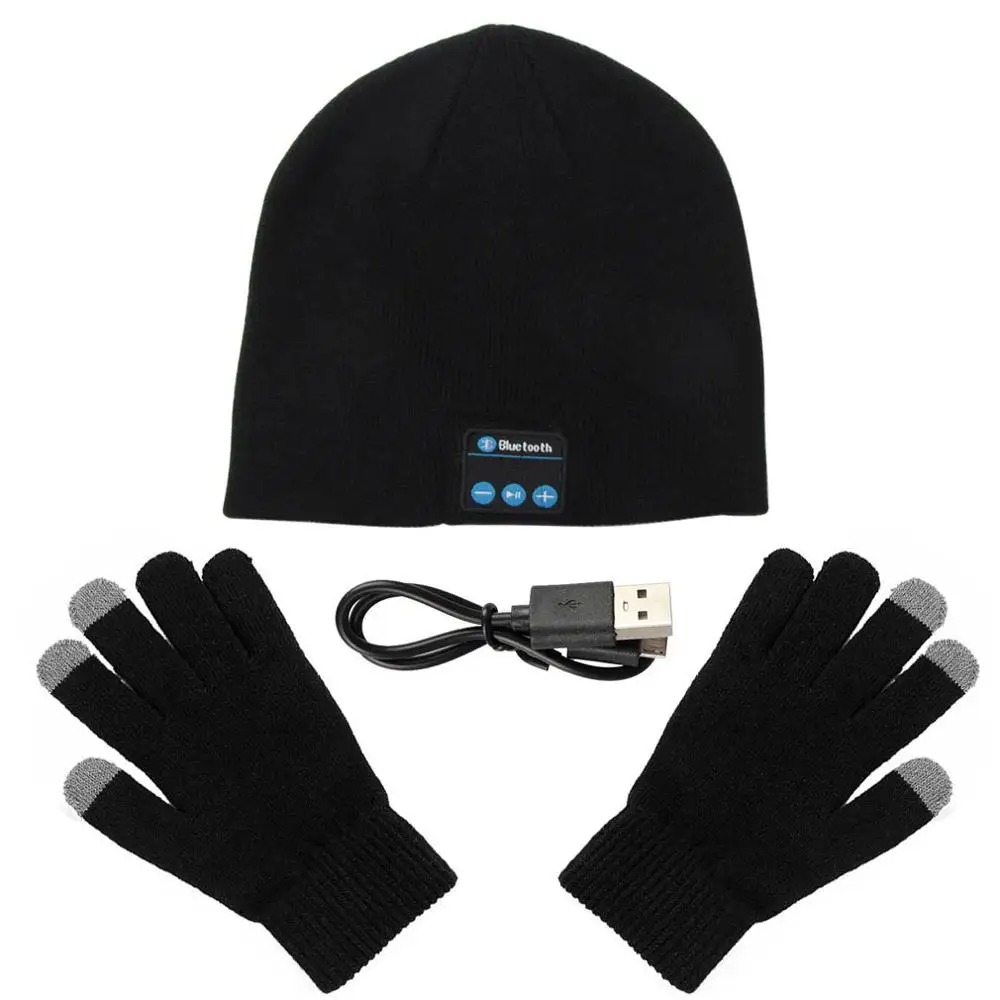 Bluetooth шапка наушники спортивные беспроводные Beanie музыкальная Кепка с перчатками