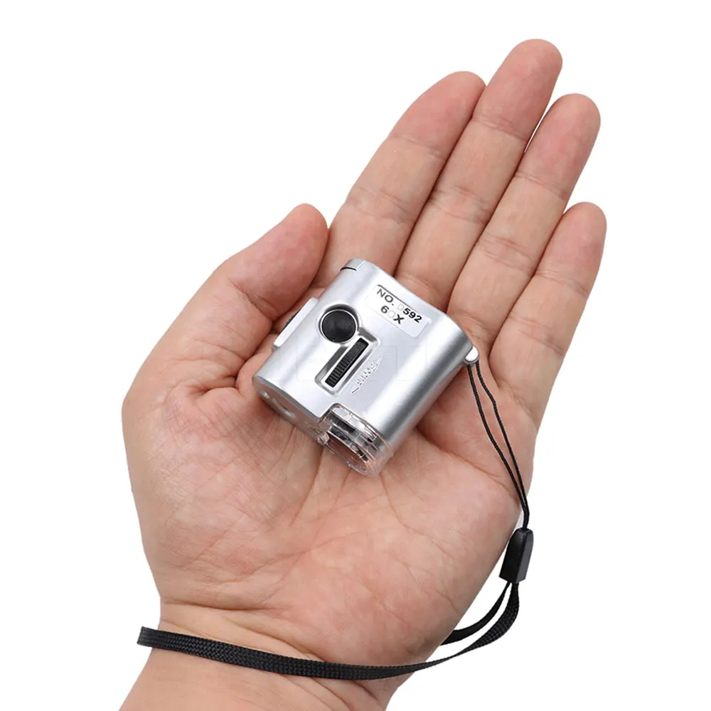 Creative 9592 Microscope Macro Lens Magnifier Loupe Illumination Portable Currency Detector Magnifying Durable Silver 60X