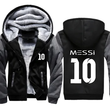 

Men's Sweatshirt Messi 10 Print hoodies mens winter fleece Warm Thicken jacket tracksuits Hip Hop harajuku plus size Hoody