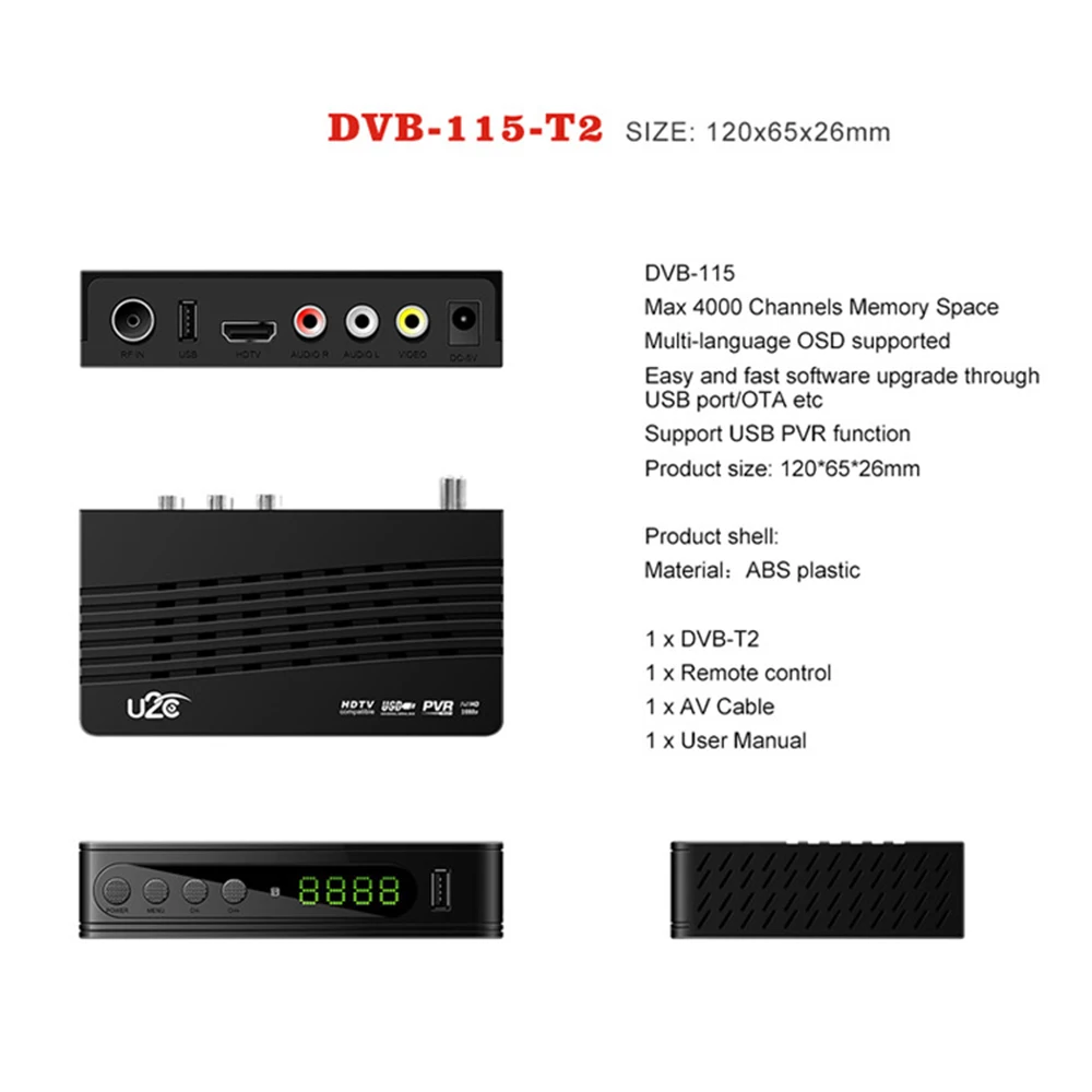 USB2.0 DVB T2 ТВ-тюнер Wifi DVB-T2 ресивер Full-HD 1080P цифровой смарт-ТВ приставка поддержка MPEG H.264 Встроенный Русский Руководство