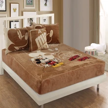 Disney mickey mouse lençol equipado com elástico lençóis de cama lençóis de linho colcha colchão capa única dupla completa flanela cobertor