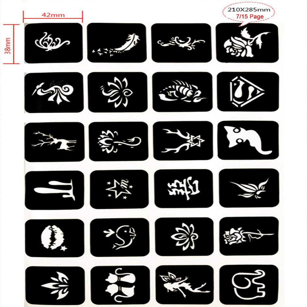 Перманентные мелкие блестки трафарет для татуировок шаблон альбом карты набор шаблоны для рисования аэрограф трафареты для татуировок хной для женщин