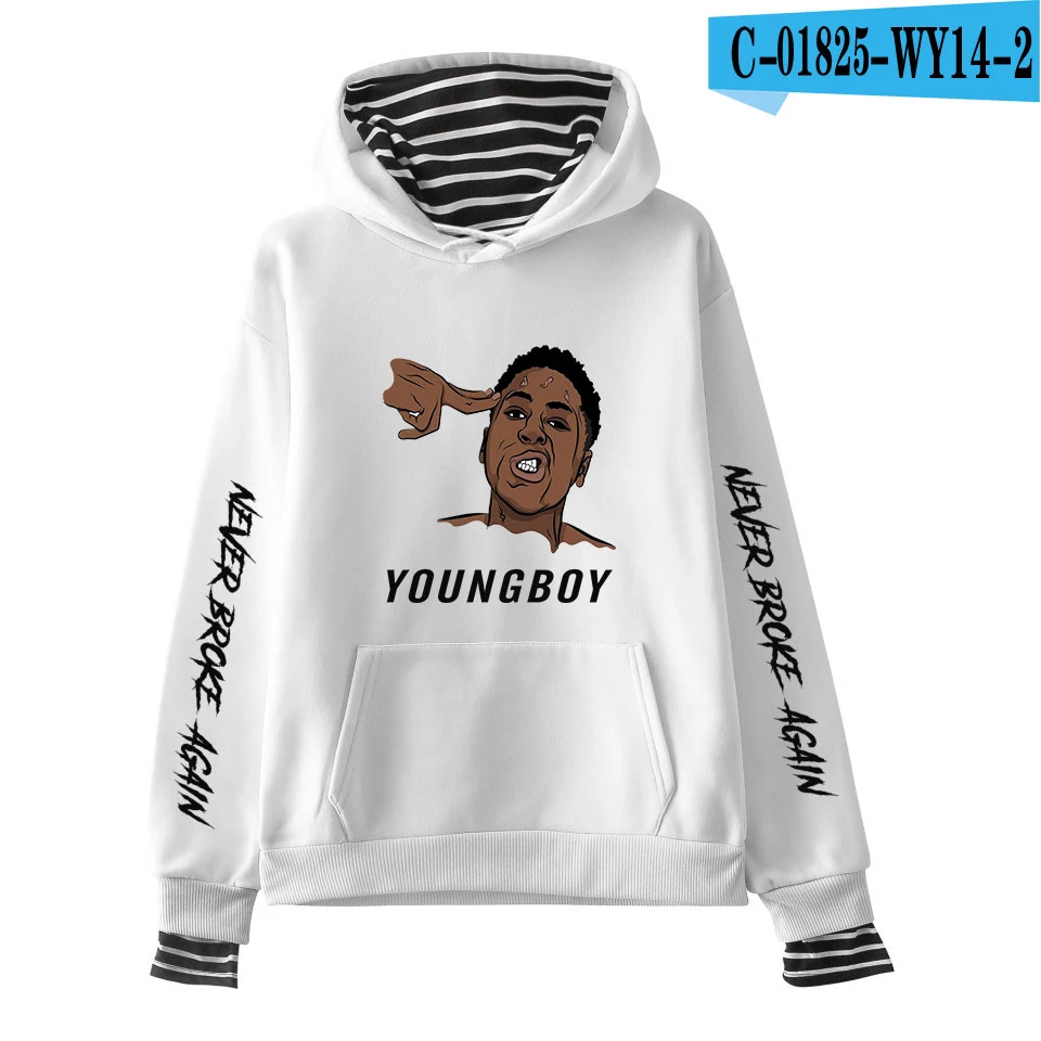 white YoungBoy никогда не сломался снова поддельные два предмета толстовки для мужчин и женщин Горячая Мода Осень Популярные толстовки Harajuku Толстовка повседневное пальто - Цвет: white