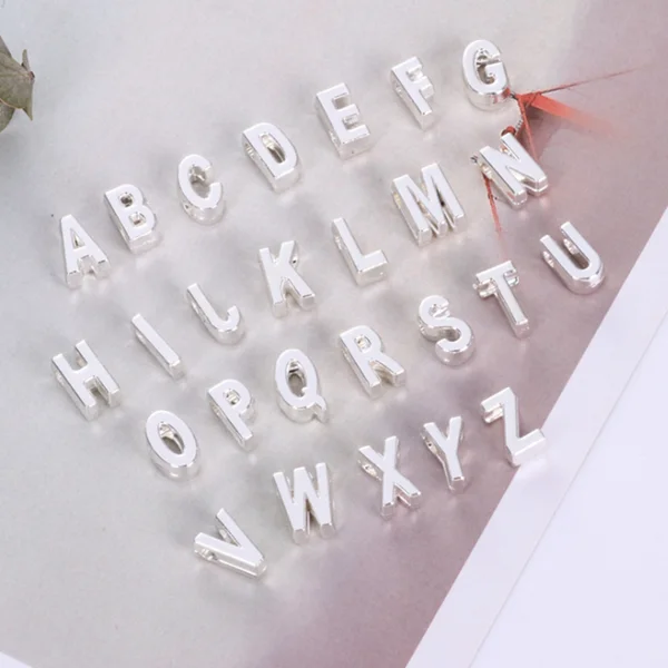 DIY аксессуары ручной работы материалы перфорированные буквы кулон a-z ожерелье браслет аксессуары - Цвет: sliver